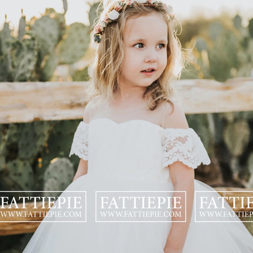Fattiepie Harper Flower Girl Dress - 5T. Ivory